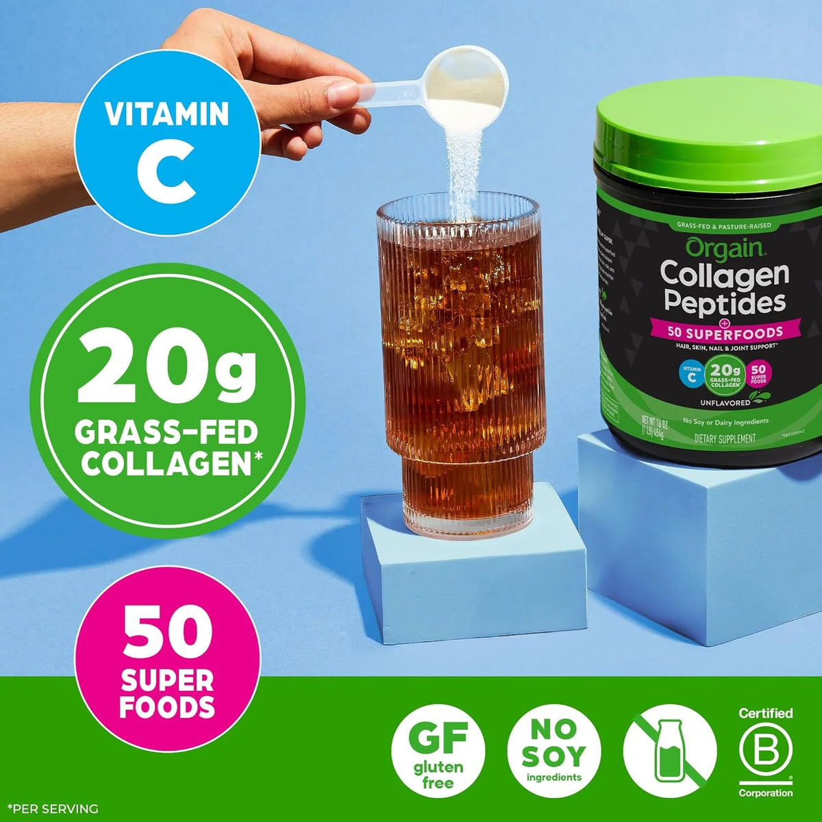 Orgain Hydrolyzed Collagen Powder for Women & Men 1lb