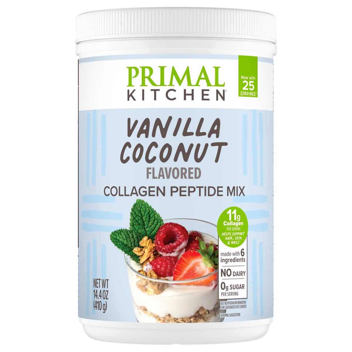 Primal Kitchen Vanilla Collagen Fuel® Drink Mix, Vanilla Coconut Collagen Peptides, No Dairy or Artificial Sweeteners, 14.4 Ounces