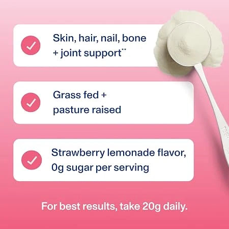 Vital Proteins Collagen Powder,Strawberry Lemonade Flavor, 20 Ct