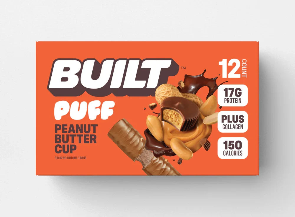 BUILT Protein Snack Bar Puff, Peanut Butter Cup - 12 count