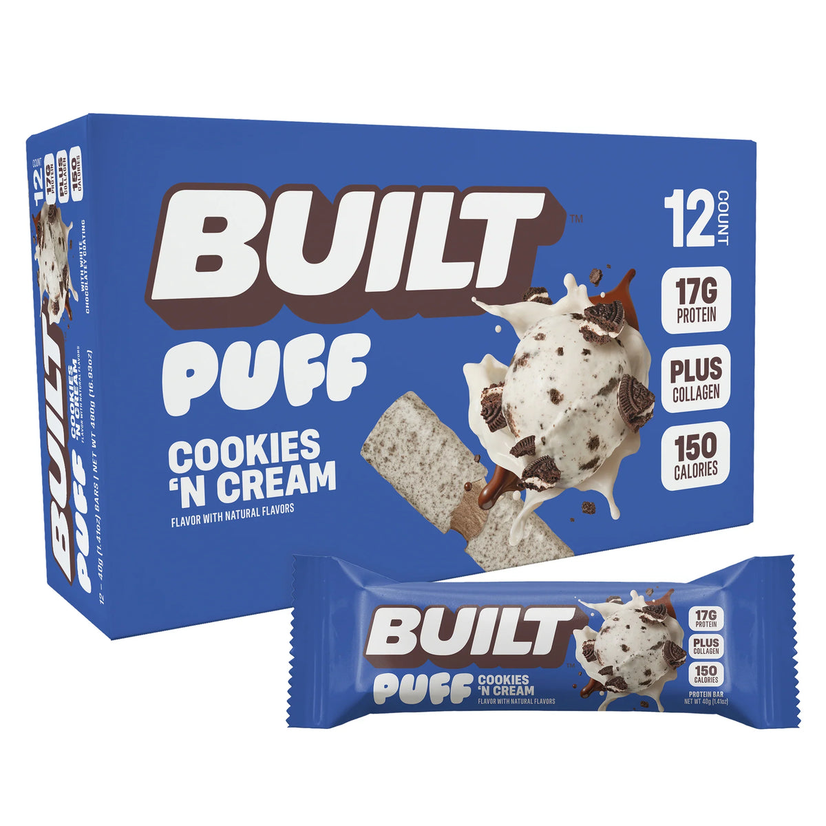 BUILT Puff Protein Bar, Cookies 'N Cream - 12 count BUILT Puff Protein Bar, Cookies 'N Cream - 12 count